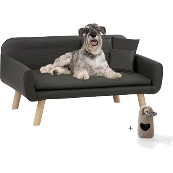 Rohrschneider® Hundesofa | Hundebett Leder| Hundecouch| Mini Sofa für Hunde| Hundebett XXL| Kuschelbett Hund