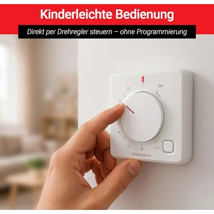 Elektrobock Funk Raumthermostat BPT012, programmierbar, Heiz- und Kühlmodus, Reichweite 35 m, automatische Nachtabsenkung, Aufputzmontage – Bild 3