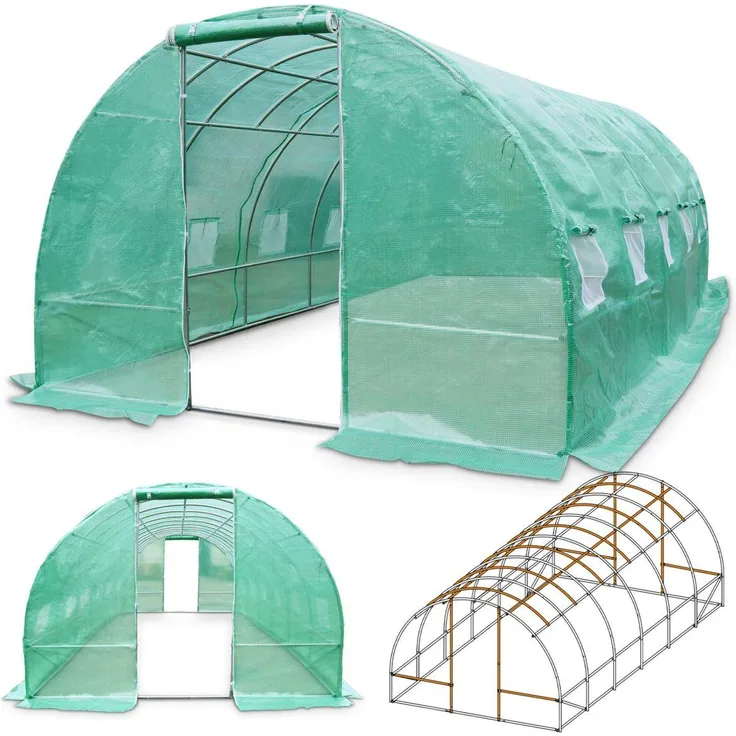TOM Folien Gewächshaus GH-1800, 18 m², 300×200×600 cm, 140g/m² Gitterschutzfolie, wasserfest, UV-beständig, Erdanker