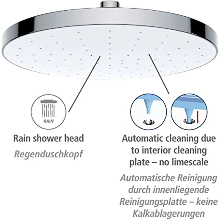 Wenko Duschbrause Cleaning, Regenduschkopf Automatic Cleaning, Ø 22,5 cm – Bild 3