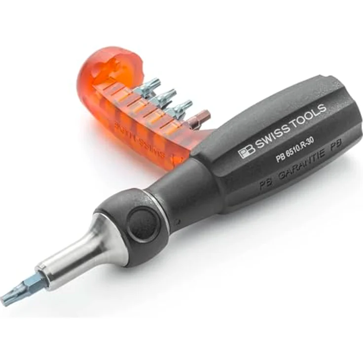 PB Swiss Tools Ratschenschraubendreher PB 6510.R-30 | 100% Swiss Made | 10-in-1 Tool Insider Pro mit 10 Precision Bits Schlitz/Kreuzschlitz Pozidriv/Torx/Innensechskant – Bild 2