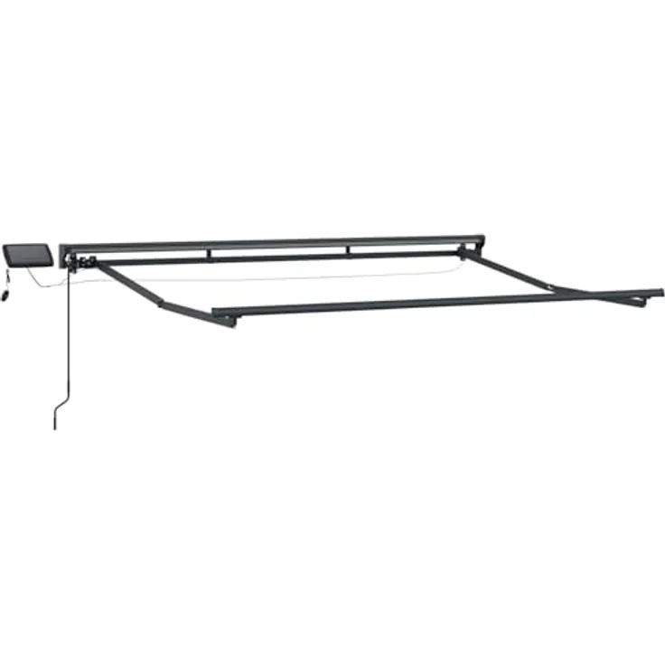 vidaXL Manueller Markisenrahmen mit LEDs, 2,5 x 2 m, pulverbeschichteter Aluminiumrahmen, grün und weiß, wetterfester Polyesterstoff – Bild 7