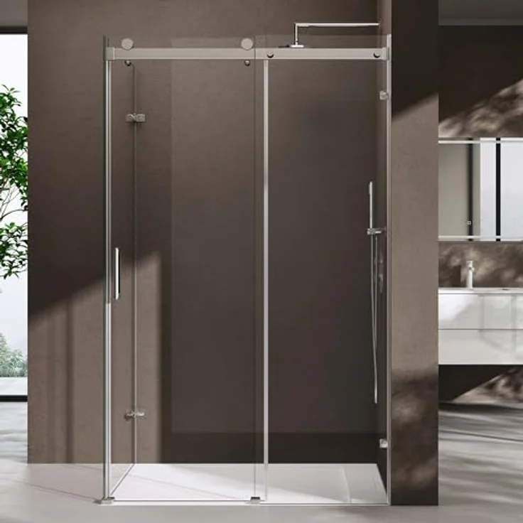 doporro Eckdusche Duschkabine 100x130x195cm, Schiebetür aus 8mm ESG-Sicherheitsglas mit Nanoversiegelung, antibakteriell und leicht zu reinigen – Bild 3