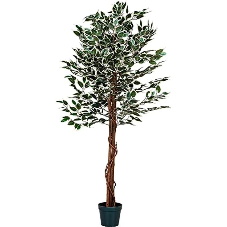 PLANTASIA Kunstpflanze Ficus Benjamini 160 cm, authentisch wirkender künstlicher Baum mit Echtholzstamm und 714 detailreichen Blättern – Bild 1