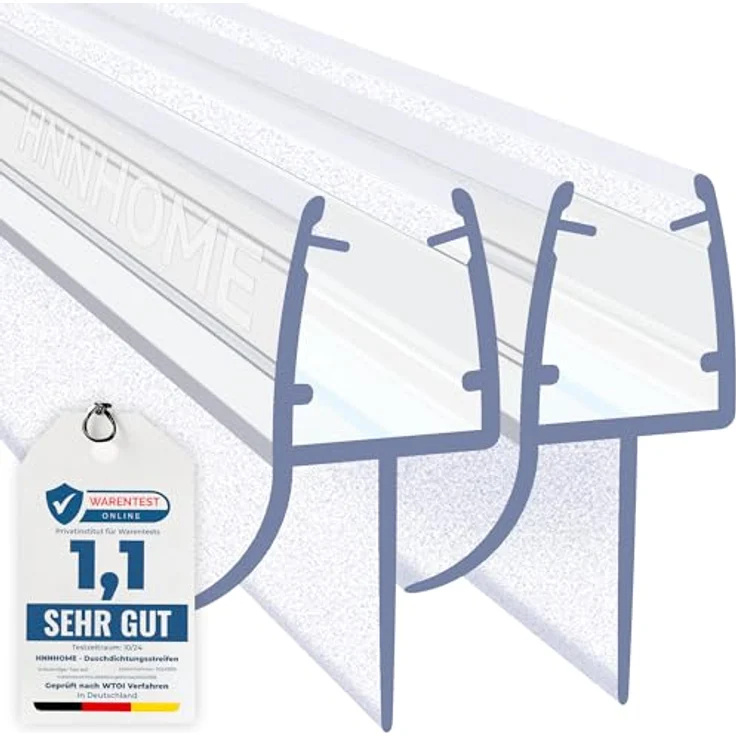 HNNHOME Duschdichtung, universelle Ersatzdichtung für 6–8 mm Glastüren, extra dicke Gummilippe, 100% wasserdicht, einfache Montage (60cm, 2er Pack) – Bild 1