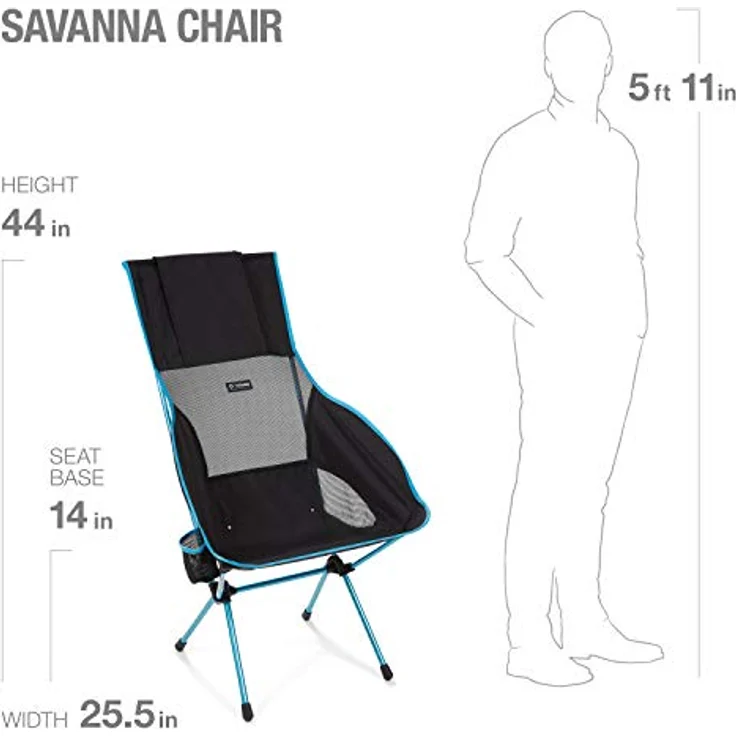 Helinox Savanna Chair | Ergonomisches Design und ausgeklügelter Stil fließen zu einem Stuhl zusammen, der überragenden Komfort und Support bietet (Black) – Bild 2