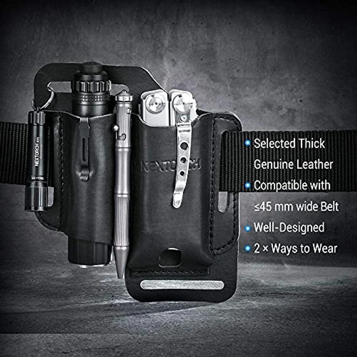 NEXTORCH Multi-Holster V40 für Taschenlampen + Multitool aus Leder, schwarz – Bild 4