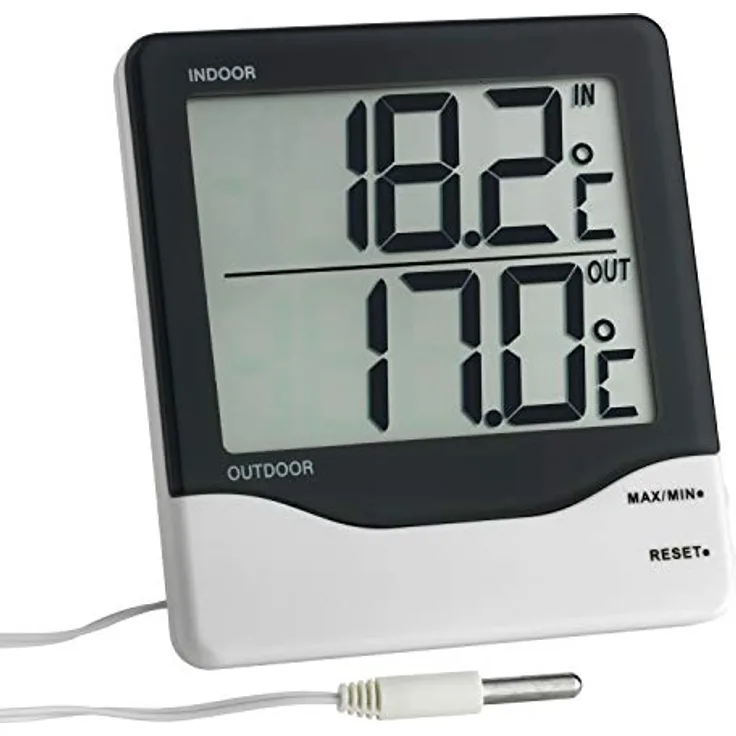 TFA Dostmann Kabelgebundenes Thermometer Schwarz-WeiŸ