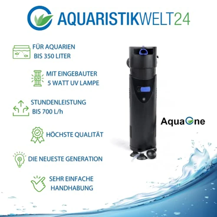 CUP-805 Aquarium Innenfilter inkl. 5 Watt UVC Klärer 700 L-h bis 350l Aquarien – Bild 2