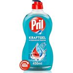 PRIL Kraftgel Hygienische Frische Geschirrspülmittel, 450 ml, blau, fettlösend, entfernt 48h eingetrocknete Verschmutzungen, praktische Dosieröffnung, Flasche aus 100% recyceltem Kunststoff