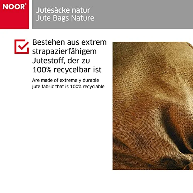 NOOR PREMIUM Jutesäcke 3er Pack Gr.S 60 x 105 cm I 3x Multifunktionaler Jutesack I Winterschutz für Topf- & Kübelpflanzen I Frostschutz für Pflanzen I Pflanzen-Überwinterung Ökosack I Gartensack Natur – Bild 3