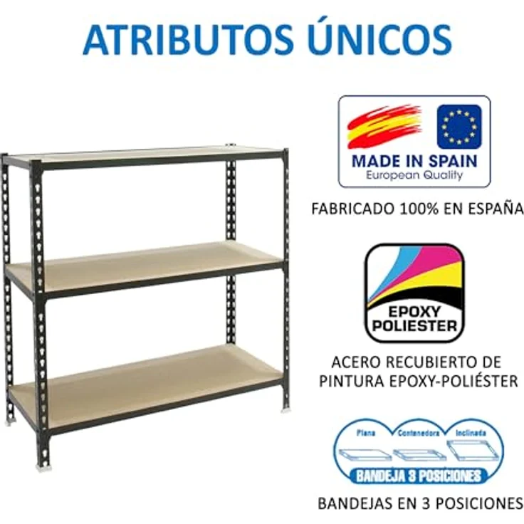 Simonrack Simonclick Maderclick SuperPlus Metallregal, 3 Böden, 200 kg Traglast pro Boden, anthrazit, 100 x 110 x 50 cm – Bild 6