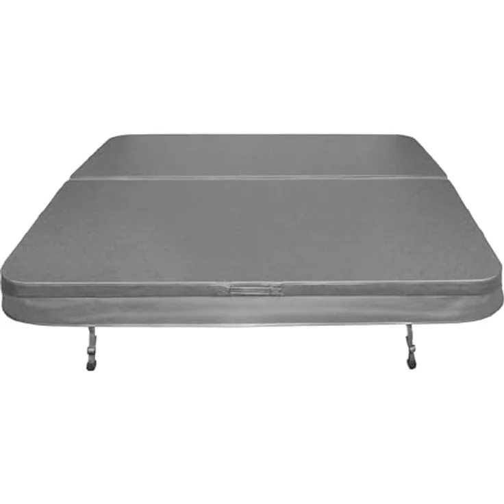 Whirlpool Abdeckung Spa Deckel 2,2m x 2,2m Sichere Outdoor-Schutzhülle Quadratisch Hardtop Wetterfest PVC-Leder UV-schimmel- und flammfest 4 x Abschließbare Gurte mit Schlüsseln 6 x Hebebügel – Grau