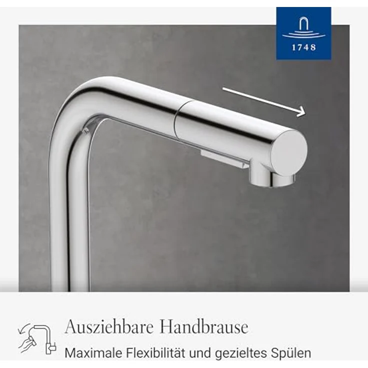 Villeroy & Boch Variaro Küchenarmatur FirmaFlow® Kartusche mit Handbrause, 360° schwenkbarem Auslauf, Chrom-Finish – Bild 2