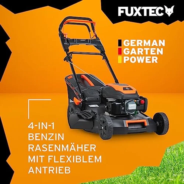 FUXTEC 4in1 Benzin Rasenmäher FX-RM5170PRO mit flexiblem Antrieb -4PS/2,9kW | 51cm Schnittbreite & 7-stufige Höhenverstellung 25mm-75mm | 4-Takt - 60L Grasfangkorb, Mulchfunktion & Seitenauswurf – Bild 2
