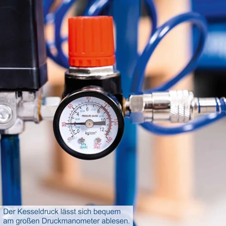 Scheppach Druckluft Kompressor HC30ox | ölfrei & langlebig | 1100W Motorleistung | 24L Kessel mit max. 8 bar Druck | 200l Luftleistung | inkl. Fahrvorrichtung, Druckminderer & Schnellanschlusskupplung – Bild 5