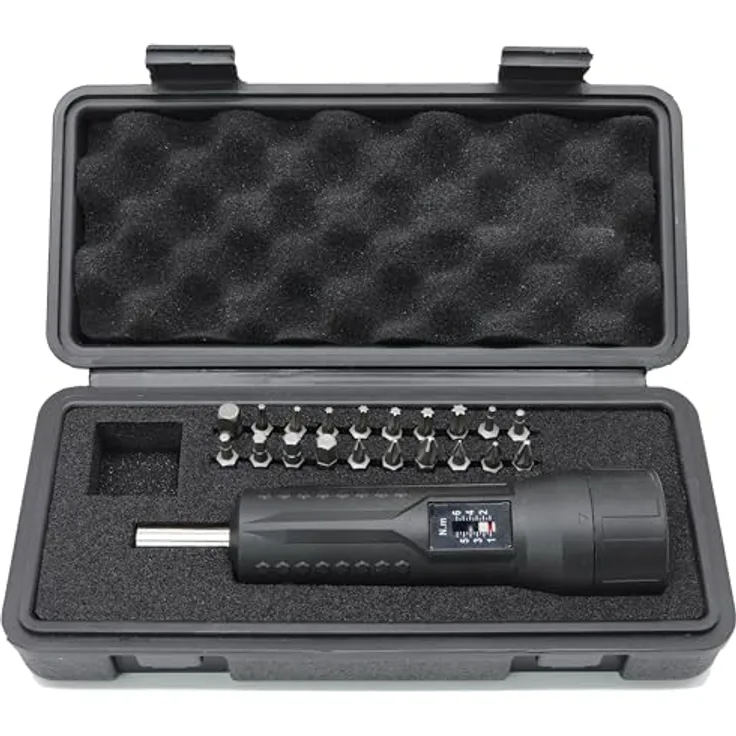 Famex 10897 Drehmomentschlüssel 1/4 Zoll (6,3mm)-Antrieb - Drehmomentschraubendreher - Schrauber, Messbereich 1-6 Nm - mit Schraub-Bits - System mit Auslösung