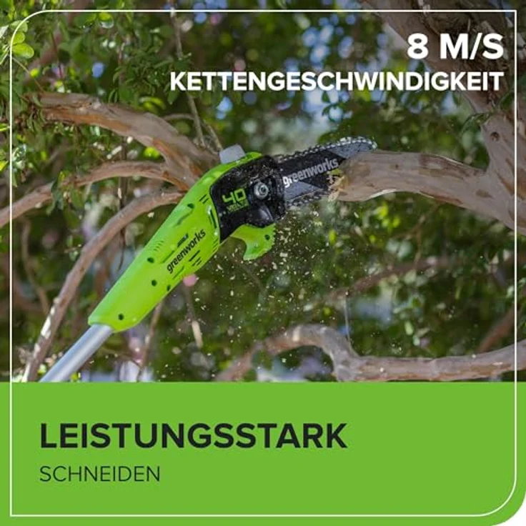 Greenworks Akku-Hochentaster G40PSF Li-Ion 40V 20cm Schwertlänge 8 m s Kettengeschwindigkeit Alustan – Bild 5