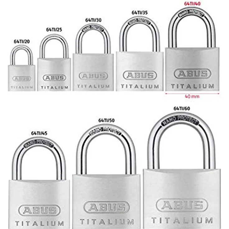 ABUS Vorhängeschloss Titalium 64TI/40 + HB63 - 3er Set, gleichschließend - Kellerschloss mit Schlosskörper aus Spezial-Aluminium - gehärteter Stahlbügel - ABUS-Sicherheitslevel 5 – Bild 2