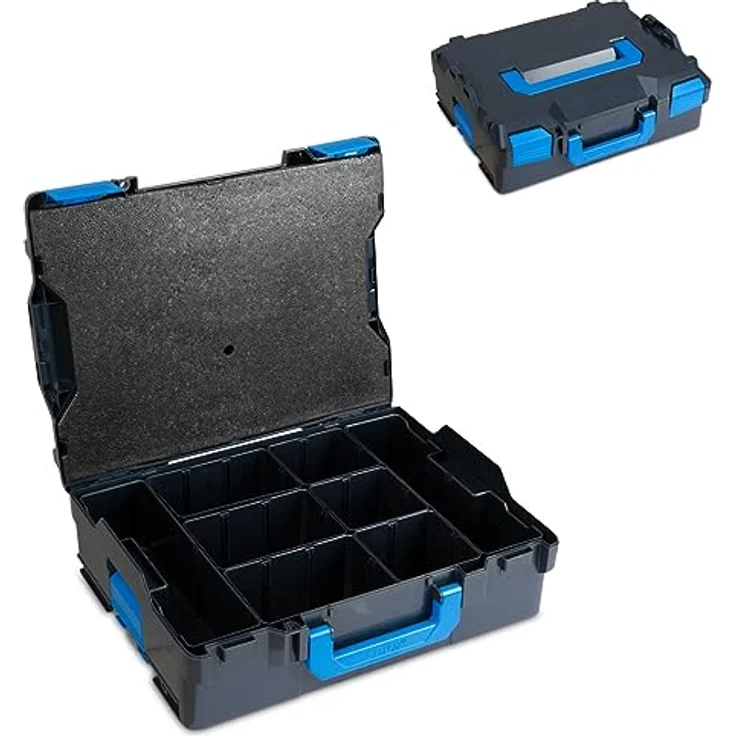 Sortimo L-BOXX 136 G4, Werkzeugkoffer inkl. 8 Insetboxen H95, Blau, mit innovativem Klicksystem und personalisierbarem Beschriftungsetikett – Bild 1