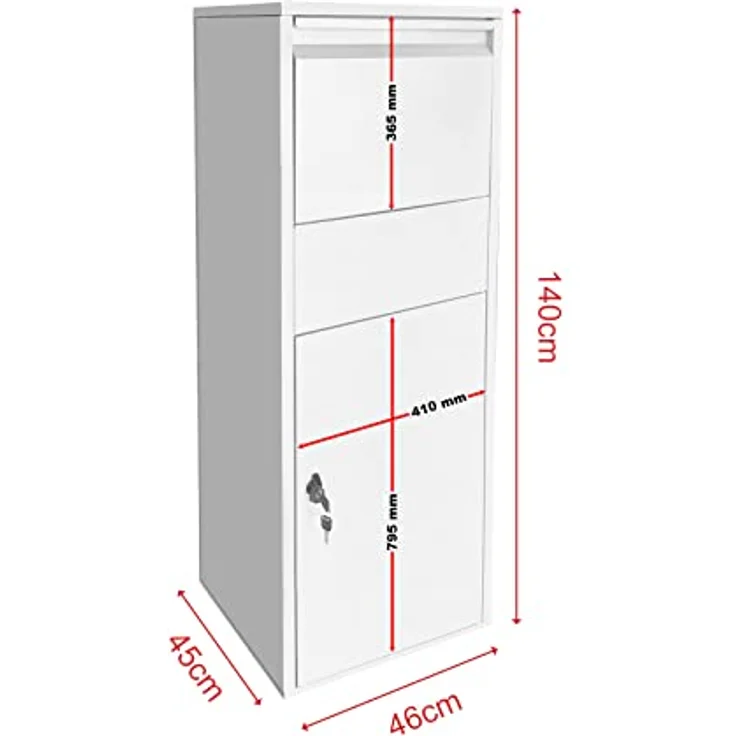 Paketbox Standbriefkasten weiß Paketannahme für Zuhause passend für Pakete der Größe S und L – Bild 4