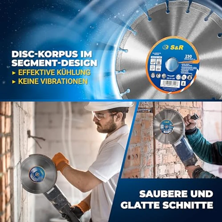 S&R UNICUT Diamanttrennscheibe 230 x 22,2 mm, für Beton, Naturstein und Ziegel, hohe Standzeit, geeignet für Winkelschleifer und Motortrennschleifer – Bild 3