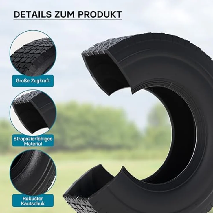 Wiltec - Mantel Rasenmäherreifen Reifendecke Rasentraktor Aufsitzmäher Rasenmäher Zugkarren 15x6.00-6 4PR – Bild 3