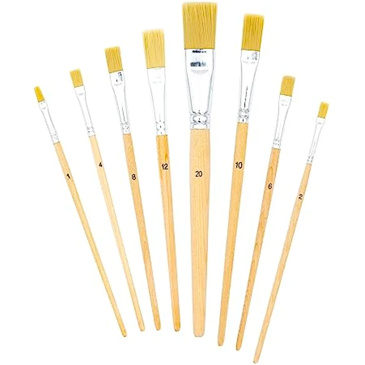 TSI Borstenpinsel-Set 8-teilig, hochwertige Borsten für optimale Farbaufnahme, ergonomischer naturbelassener Griff, Art. Nr. 49209 – Bild 3