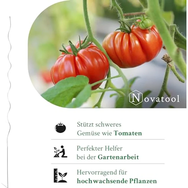 Novatool Rankhilfe 19649, 50 Stück Tomatenstäbe 170 cm x 5 mm Ø, wetterfeste Spiralsystem Pflanzhilfe für Tomaten und Gurken – Bild 4