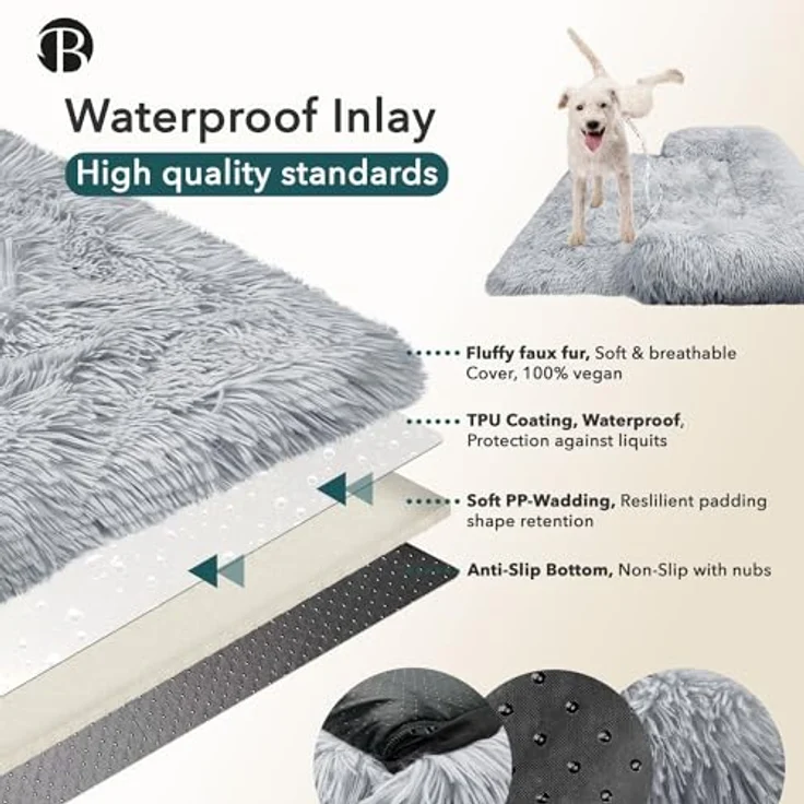 bluzelle Sofaschutz Hundebett für kleine & mittelgroße Hunde, Hundedecke für Couch Sofa Cover, Plüsch Hundesofa Schutzdecke rutschfest Wasserdicht Waschbar Abnehmbarer Bezug, Farbe:Hellgrau – Bild 2
