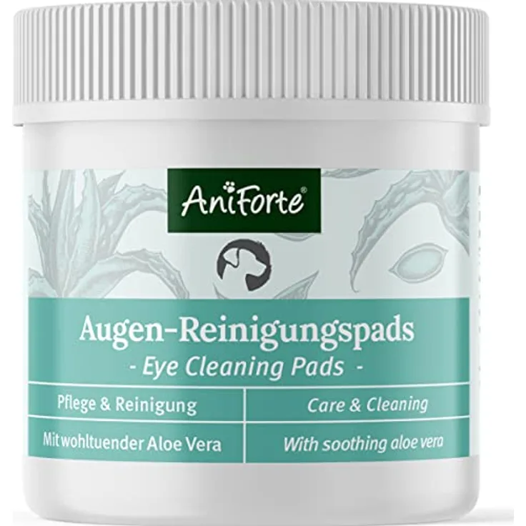 AniForte Augen Reinigungspads Hunde 100 Stück - Sanfte Reinigungstücher zur Augenpflege, Milde Augen Reinigung ohne zu Reizen, Entfernt Tränenstein & Speichelreste, Tränenfleckentferner Hund
