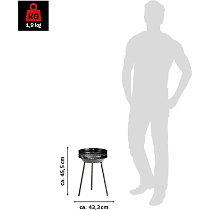 Landmann Holzkohle-Rundgrill | Mobiler Holzkohlegrill | Ideal für 2 bis 3 Personen geeignet | Ø 27 cm | Windschutz | 3 stabile Beine | Schwarz – Bild 3