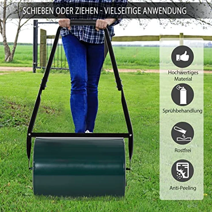 Outsunny Rasenwalze mit U-Griff, 40l Wasser/Sandfüllung, Metall, zur Gartenverarbeitung – Bild 6