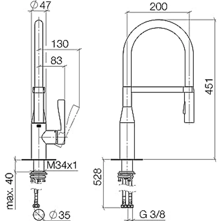 Dornbracht Küchenarmatur (1-St) 33865895-00, Einhebelmischer mit hochglänzender Oberfläche, schwenkbarem Auslauf und Antikalk-System – Bild 5