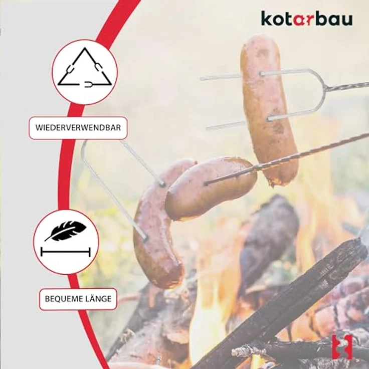 KOTARBAU® Lagerfeuer Spieße lang, 120 cm, 10er Set aus robustem Stahl mit ergonomischem Holzgriff – Bild 5