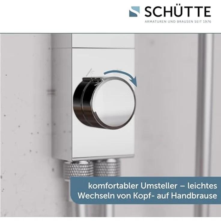 Schütte Brausegarnitur LA PALMA, Regendusche mit Antikalk-Beschichtung, 3 Strahlarten, Höhenverstellbar 105 cm, Komplett-Set, wassersparend – Bild 4