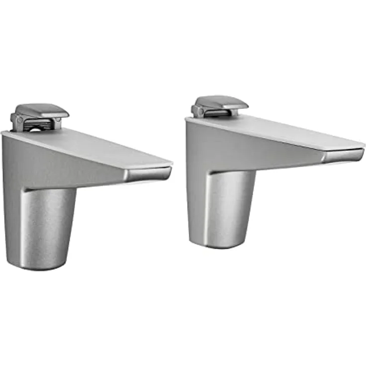 1 Paar Regalbodenträger MOON S Edelstahloptik Glasbodenträger Holzbodenträger Glasbodenhalter Glashalter Bodenträger Tablarträger Regalhalter von SOTECH