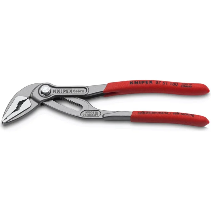 Knipex Cobra ES Wasserpumpenzange 180 mm, extra schlank poliert mit rutschhemmendem Kunststoffgriff, grau atramentiert