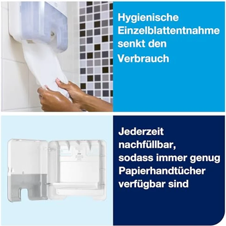 Tork Xpress Mini, Papierhandtuchspender für Multifold Handtücher, Elevation-Design mit Einzelblattausgabe und geringerem Verbrauch – Bild 4