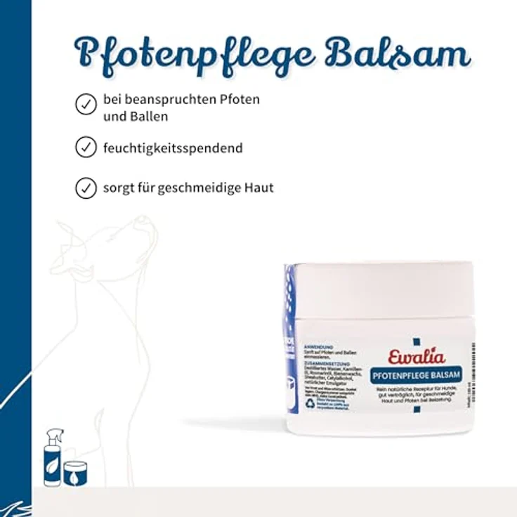 NEU! EWALIA Pfotenpflege Balsam für Hunde - Schenken Sie Ihrem Liebling den Komfort geschmeidiger Pfoten - mit Tierärzten entwickelt, 100% Natur pur, frei von Zusätzen - 100ml – Bild 2