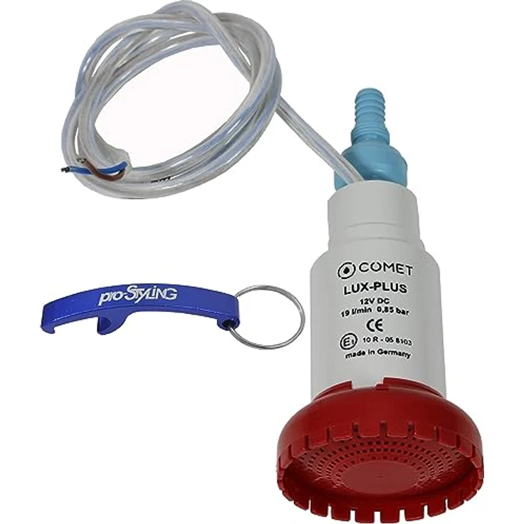 COMET LUX-PLUS Tauchpumpe Wasserpumpe mit Rückschlagventil + Filter 12V 19 l/min, Made in Germany, Rot – Bild 2