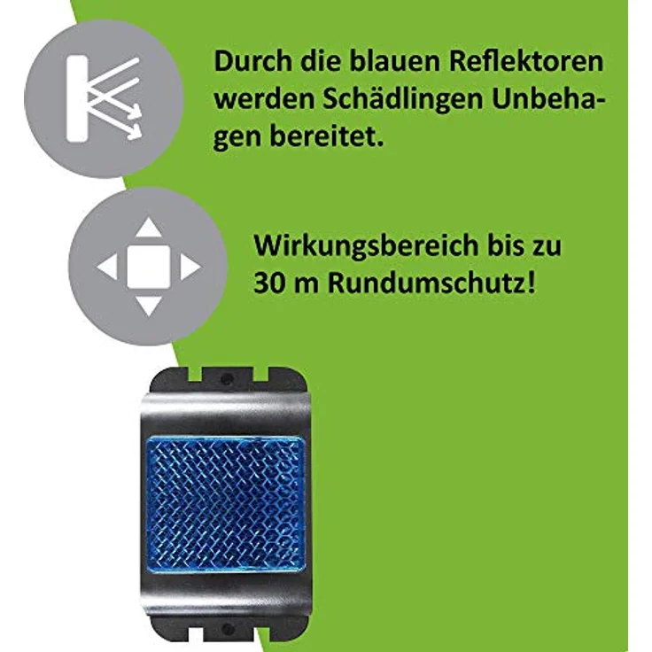ISOTRONIC Tiervertreiber 10er Set batteriebetrieben, gegen Wildtiere wie Waschbären, Rehe, Füchse, Wildschweine UVM. – effektive Tierabwehr mit blauem LED-Licht & Reflektoren – 300m² Wirkungsbereich – Bild 4