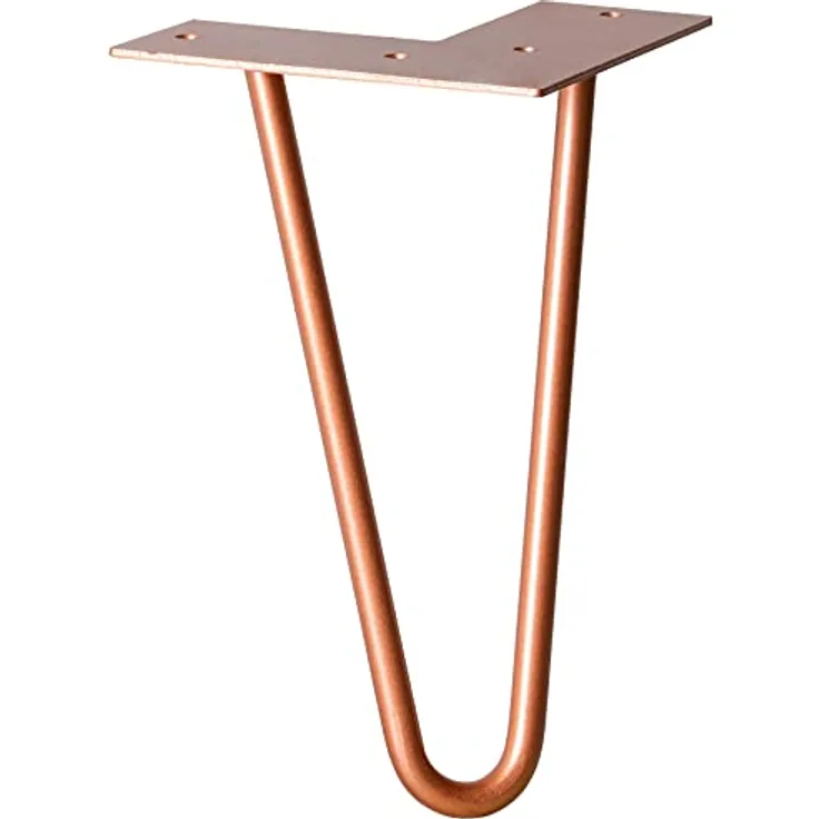 WAGNER Möbelbein/Tischbein/Möbelfuß - HAIRPIN LEG - Retro Style - Stahl pulverbeschichtet kupfer, 12 x 12 x 20 cm, Bein konisch/schräg verlaufend, mit integrierter Anschraubplatte - 12822401