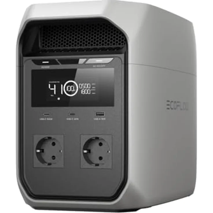 EcoFlow DELTA 3 Classic, Tragbare Stromstation mit 1024 Wh, 2400 W X-Boost, schnelles Laden in 45 Minuten, vielseitige Ladeoptionen, leise Betrieb