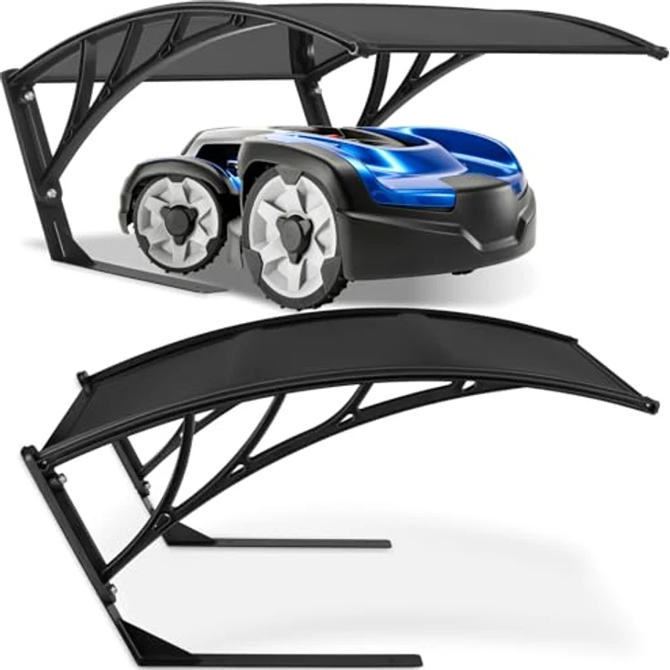 tectake Mähroboter-Garage Domus, 81 x 100 x 48 cm, mit UV-beständigem Polycarbonat-Dach und 4 Erdnägeln – Bild 1