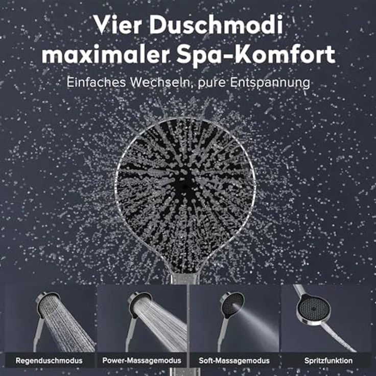 doporro Wannenarmatur Badewannenarmatur Duschsystem mit Handbrause, Silber, 4 Sprühmodi, keramisches Temperaturregelventil, inklusive Duschschlauch und Zubehörset – Bild 3