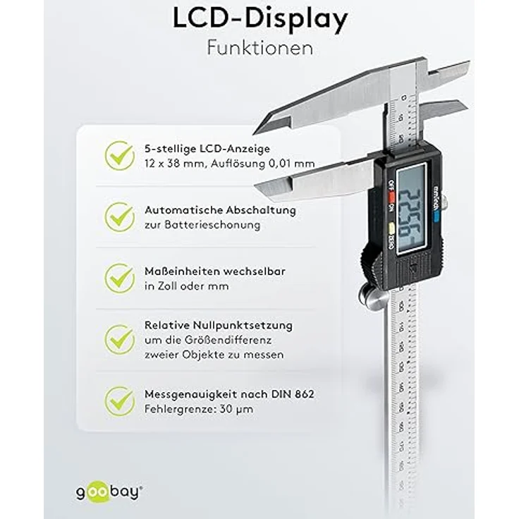 Fixpoint digitale Schieblehre - Messschieber mit LCD-Display extra lang bis 300mm – Bild 5