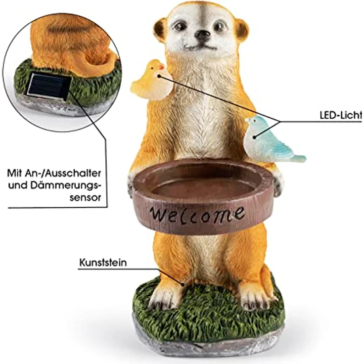 EASYmaxx Solarleuchte Erdmännchen als Vogeltränke – Bild 5