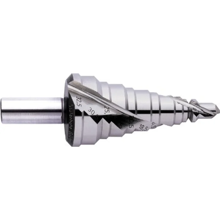 Exact 70606 HSS Stufenbohrer Zylinderschaft, Spiralnute Ø 7-32,5 mm mit Universalschlüssel – Bild 2
