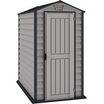 Duramax EverMore 4 x 6 (1.99 m²) Kunststoff gerätehaus, Wetterfeste Aufbewahrungslösung für den Außenbereich, mit Kunststoffboden, robuster Struktur und wartungsfreiem Vinylschuppen, Adobe & Grey